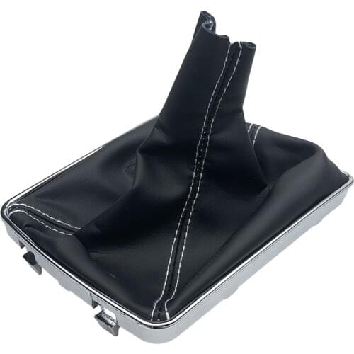Leather Gear Shift Knob Cover Boot Collar Case Frame For OPEL ASTRA III H 1.6 VAUXHALL 2004 2005 2006-2010 White / Black Stitch