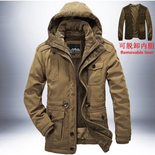 Parker Coat Casual Classic Winter Jacket Mens Windproof Warm Hooded Coat Fashion Outer Coat Mens Plush Thickening Warmth
