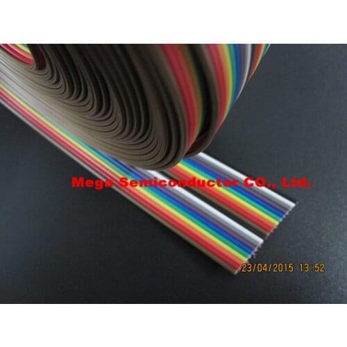 Ribbon cable 20 WAY Flat Color Rainbow Ribbon Cable wire Rainbow Cable 20P ribbon cable 1.27MM pitch 5meters/lot IN STOCK