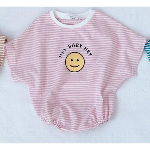 Summer 2020 Baby Girl Rompers Fashion Cartoon Striped Short Sleeve Boys Clothing Newborn Infant Child One-Pieces Girl Bodysuits