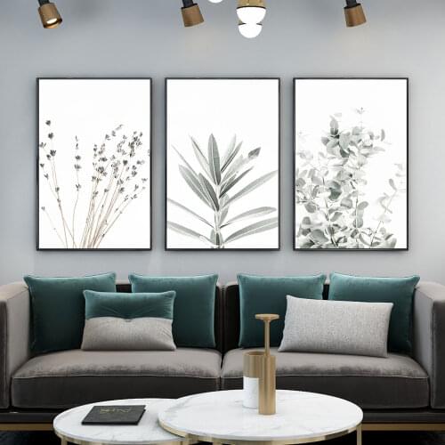 Eucalyptus Leaf Poster Lavender Flowers Canvas Painting Nordic Wall Art Print Picture For Living Room On The Wall Home Decor