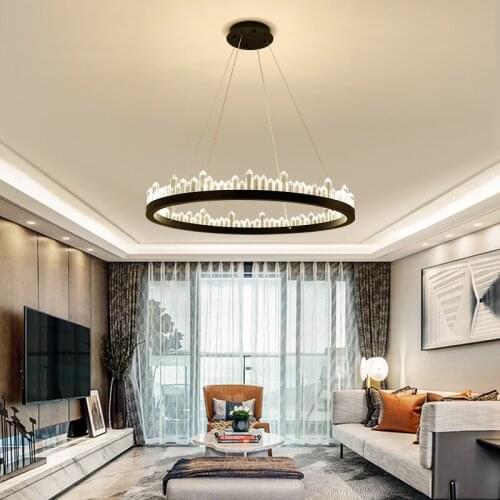 Chandelier For Living Room Bedroom Study Room Round Ceiling Chandelier Crystal Lamp Modern Kitchen Hanging Lamp Loft Lighting