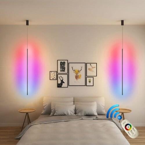Minimalist Line Strip RGB pendant lights hanging Lamp Bedroom Bedside light fixtures Modern LED living room lighting decor Light