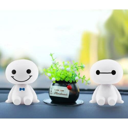 Fashion Car Ornaments Shake Head Doll Robot Toys Shaking Cute Toys Auto Style Decoration Cartoon Plastic Figure Ornament