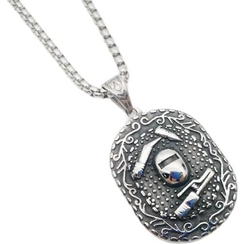 2020 AW mens welding mask pendant necklace Antique Silver stainless steel Welder workers dog tag fashion jewelry necklace