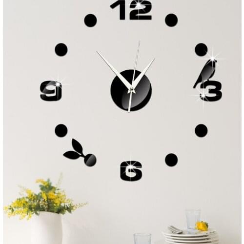 Wall Clock Modern Design Needle Quite Movement Acrylic Hanging Clock For Livingroom Study Self Adhesive 3D Clock Sticker Watch