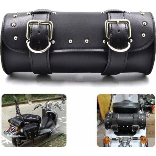 New Leather Motorcycle Travel Bags Retro Saddle Bag Roll Barrel Bag Storage Tool Pouch