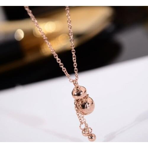 YUN RUO New Arrival Rose Gold Color Chinese Lucky Gourd Pendant Necklace 316 L Titanium Steel Woman Jewelry Girl Gift Never Fade