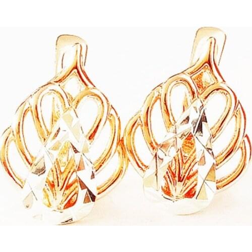 New Arrival Earring Rose Gold Color Women Jewelry Luxury Vintage Gold and Silver Color Combined Heart Shape Drop Earrings