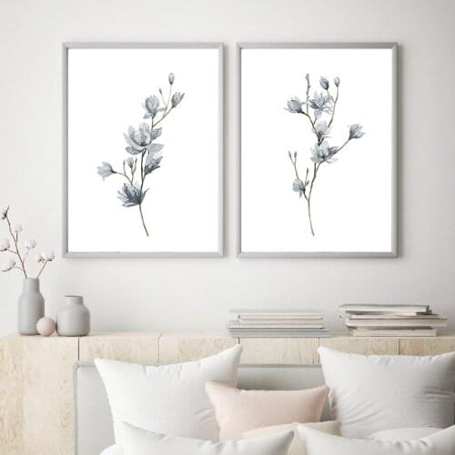 Magnolia Flower Posters and Prints Watercolor Floral Bedroom Wall Art Canvas Painting Wall Pictures for Living Room Home Decor