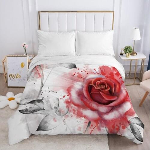 Duvet cover Quilt/Blanket/Comfortable Case Luxury Bedding 140x200 150x200 240x220 240x260 for Home 3D Print Flowers red