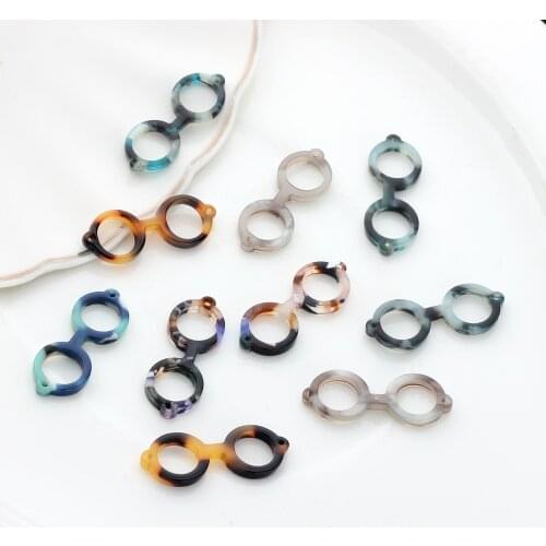 Tortoiseshell Acetic Acid Resin Charms Glasses Round Glass Charms Connector 11*29mm 10pcs/lot For DIY Jewelry Making Accessories