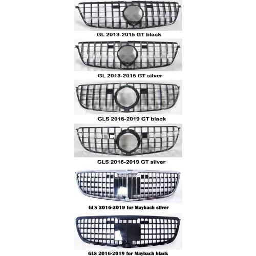 ABS Grill GL350 GL400 GL500 GLS450 for Maybach GT Bumper for Mercedes-Benz GL GLS X164 X166 2006-2019 Vertical Bar Middle grille