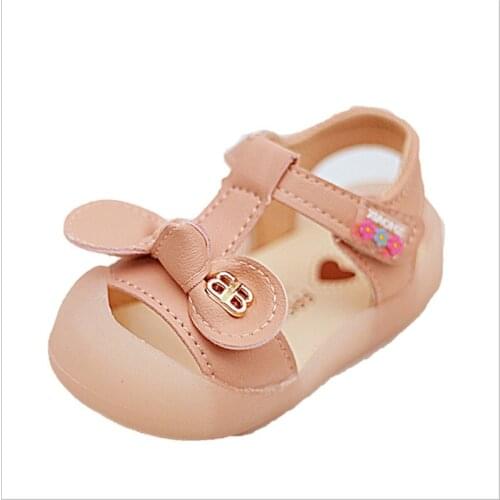 Childrens summer sandals 2021 baby walking shoes solid bow jelly soft bottom anti kick anti slip Baotou kids beach sandals
