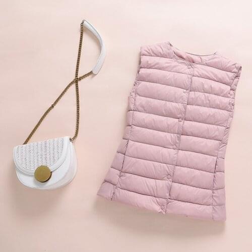 Ultralight Down Vest Women 2020 New Single-breasted Sleeveless Women Duck Down Waistcoat Puffy Padded Warm Vest Jacket