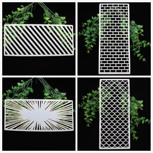 KLJUYP 4pc/set Slimline Stencils Layering Stencils for DIY Scrapbooking/photo album Decorative Embossing DIY Paper Cards Crafts