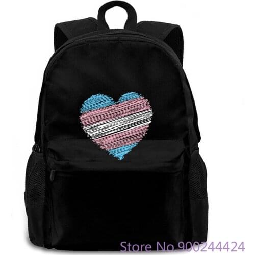 Transgender Flag Heart Prints Interesting Pictures women men backpack laptop travel school adult student