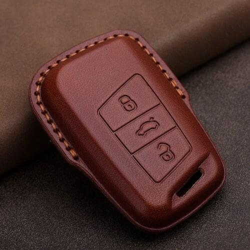 Car Smart Key Fob Case Cover Leather For VW PASSAT B8 Arteon Atlas New Jetta Skoda Kodiaq Superb A7 Auto Accessories