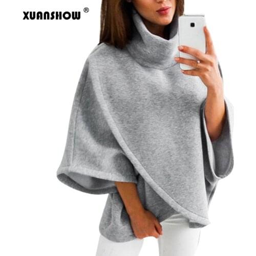 XUANSHOW Fashion Winter Fur Coat Women Irregular Fleece Jacket Turtleneck Collar Sweatshirts Keep Warm Clothes Kurtka Zimowa