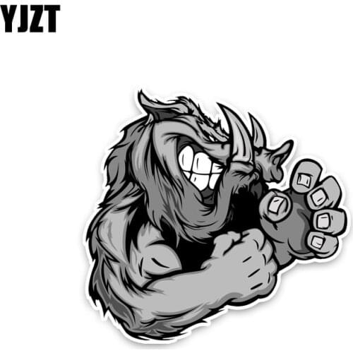 YJZT 11.7*11.3CM Car Sticker Strong Unfriendly Plump Wild Boar Decals PVC Popular Animal Nice Quality C1-3354