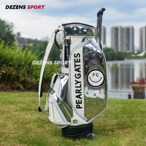 Womens New PG Rivet smiley Golf Bag Silver PU waterproof golf bag with pulley trolley golf bag