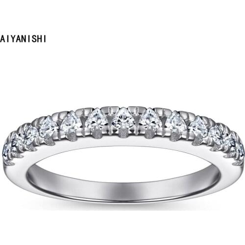 AIYANISHI 925 Sterling Silver Band Rings for Women Wedding Trendy Jewelry Dazzling Sona Stone Engagement Modern Rings Anillos