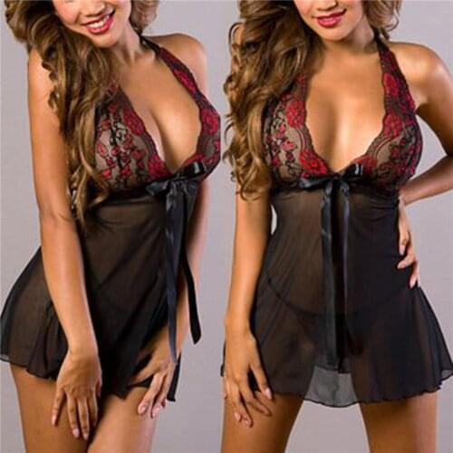 Women Sexy Lingerie Nightwear Underwear Sleepwear Lace BabyDoll Dress G-String