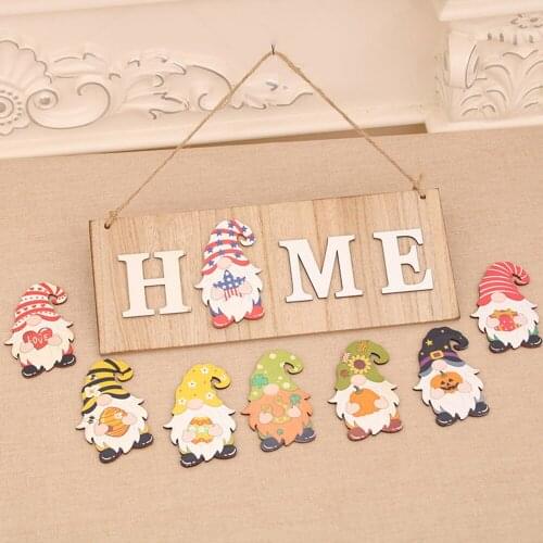 1Set Xmas New Wooden DIY Replaceable Door Listing Home Pendant Christmas Halloween Decoration For Party Festival Decoration