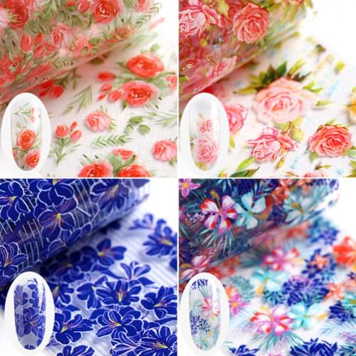 10 colours Nail Leaf Stickers Varnish Mix Rose Flower Transfer Foil Nails Decal Cursors For Nail Foil Manicure Sticker