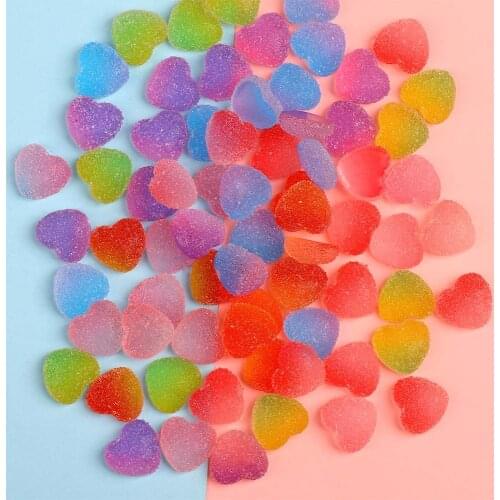 10Pcs/lot Fake Candy Resin Cabochon Flatback Heart Shape Simulation Food DIY Scrapbooking Embellishment Decoration Craft