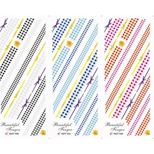 3PCS/LOT NAIL ART TATTOOS STICKER WATER SLIDER DECAL FULL COVER FLOWER KNOT BOW TIE FABRIC TEXTURE PATTERN HOT40-42