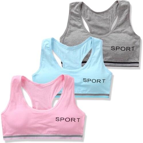 6pc/lot Solid Girls Camisoles Letter Pattern Little Girl Sports Cotton Kids Underwear Vest Soft No Ring Children Training Bras