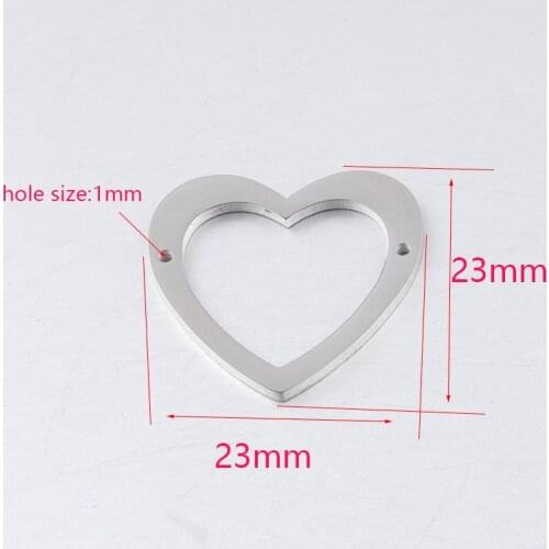 5pcs mirror polished stainless steel inner double hole Love Pendant DIY for bracelet/necklace/keychain accessories jewelry