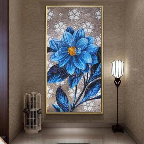 5D Diy Diamond Painting Abstract Art Blue Peony Flower Diamond Embroidery Full Square Round Drill Mosaic Cross Stitch KitZP-4333