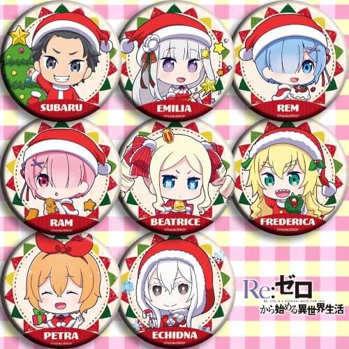 Brdwn Re Zero Life In a Different World From Zero Ram Rem Subaru Natsuki Emilia Beatrice Cosplay Badge #K