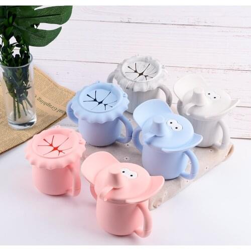 Baby Feeding Cup Elephant Cartoon Baby Learning Cups Lion Silicone Food Storage Box For Toddlers & Kids Silicone Snack Cup