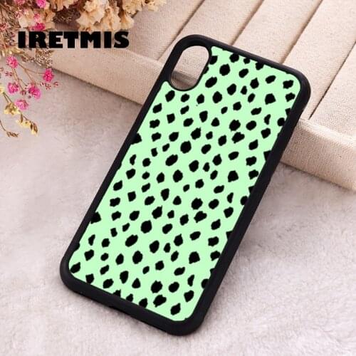 Iretmis 5 5S SE 2020 Phone Cover Case for iPhone 6 6S 7 8 Plus X Xs XR 11 12 Mini Pro Max Rubber Silicone Lime Dalmatian