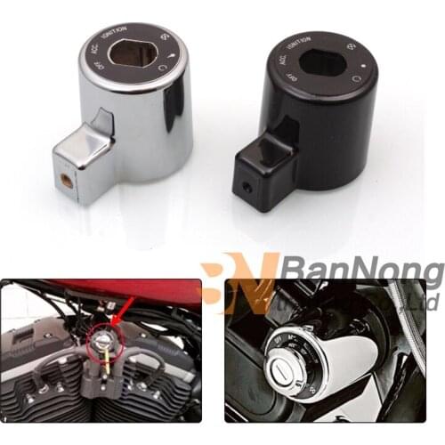 Black/Chrome Motorcycle Ignition Control Switch Key Decoration Cover Cap For Harley Sportster XL 883 1200 2004-2013