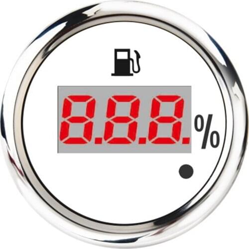 52mm Digital Fuel Level Gauge 0-190Ohm 240-33Ohm Universal Oil Tank Level Indicator Red Backlight with Alarm