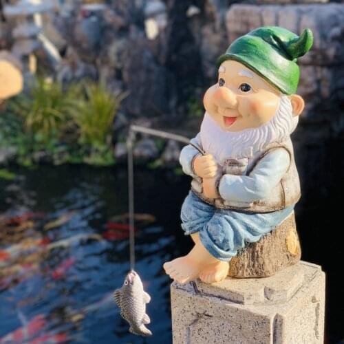 Resin Elf Sculpture Garden Decoration Courtyard Layout Rockery Pool Fish Pond Decoration Props Fishing Elves Outdoor Ornaments