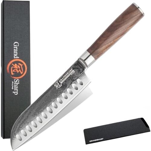 GRANDSHARP 6.8 Inch Damascus Steel Knife 67 Layer Japanese Damascus Steel Japanese Damascus Kitchen Knife Santoku Sushi Sashimi