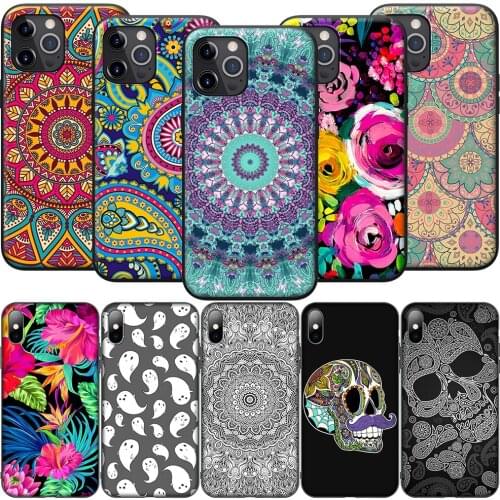 GX70 Floral Paisley Mandala Silicone Soft Case for iPhone 12 Mini 11 Pro XS Max XR X 8 7 6 6S Plus 5 5S SE 2020