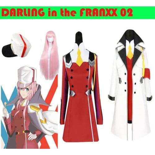 DARLING in the FRANXX Strelizia 02 ZERO TWO Cosplay Costume Wig Hat Cloak Jacket Dresses Coat