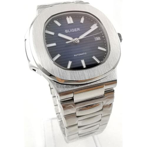 The New 39mm bliger blue dial luminous mens watch saphire glass Automatic wrist watch-BA145