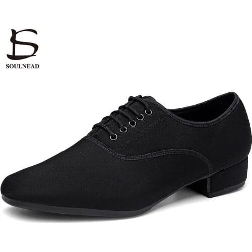 Men Latin Dance Shoes Jazz Adult Ballroom Salsa Dancing Shoes Professional Black Canvas Plus Size Low Heel Tango Dance Sneakers