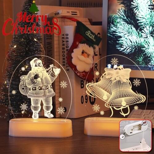 Christmas Decoration for Home 2021 LED New Year Santa Claus Light Gifts 3A Battery Power Fairy Decor for Bedroom Living Room