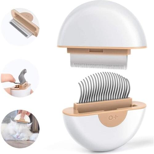 Portable Cat Hair Brush Pet Grooming Comb Slicker Brush For Cats Dog Massages 2-in-1 Cleaning Tool Long & Short Hair Supplies