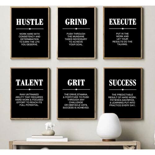 Modern Black Inspiring Quotes Canvas Painting Prints Wall Decorative Posters for Living Room Office Studio Decor Art Pictures