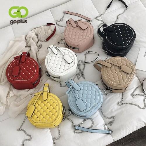 GOPLUS Rivet Circular Women Crossbody Bag 2021 New Handbags Women Bags Designer Shoulder Messenger Female Fashion Girls Bags