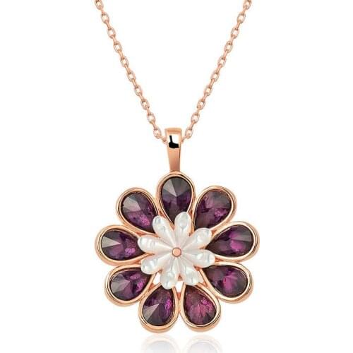 Tevuli 925 Sterling Silver Redbud flower Necklace
